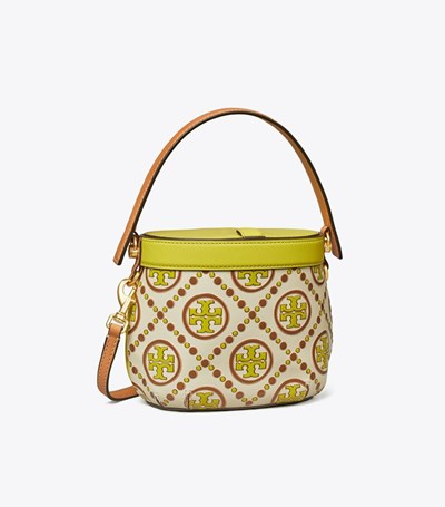 Tory Burch T Monogram Contrast Embossed Canteen Crossbody Väska Dam Vita Ljusgröna | DXAMO-5490