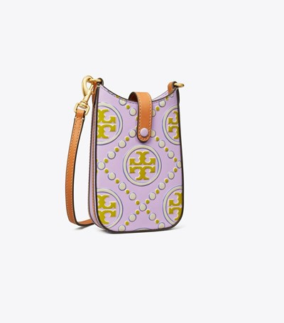 Tory Burch T Monogram Contrast Embossed Phone Crossbody Väska Dam Lavendel Vita | SRKTV-9436
