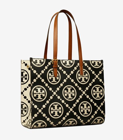 Tory Burch T Monogram Contrast Embossed Toteväska Dam Svarta | ZISCV-8735