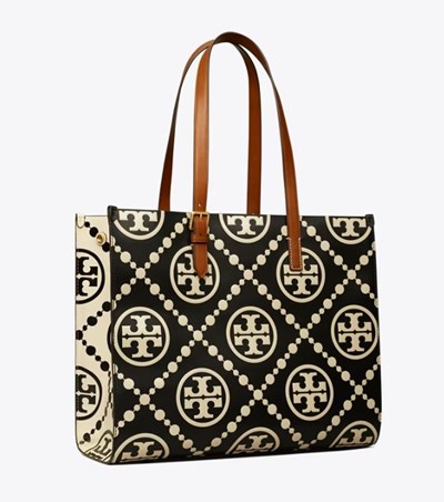 Tory Burch T Monogram Contrast Embossed Handväska Dam Svarta | ZYPGW-3978