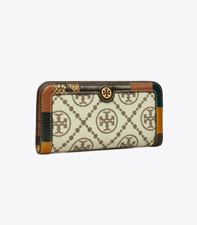 Tory Burch T Monogram Grommet Zip Slim Plånbok Dam Vita | BXMRE-2935