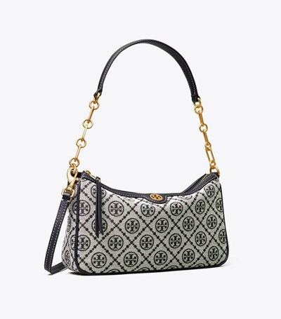 Tory Burch T Monogram Jacquard Axelväska Dam Marinblå | CRMAQ-5748