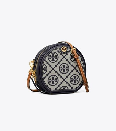 Tory Burch T Monogram Jacquard Moon Crossbody Väska Dam Marinblå | UDMKJ-8251
