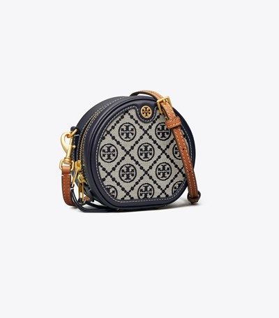 Tory Burch T Monogram Jacquard Petite Moon Crossbody Väska Dam Marinblå | WGNEA-4087