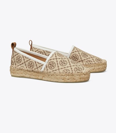 Tory Burch T Monogram Platform Espadrille Dam Beige | DPHRQ-9864
