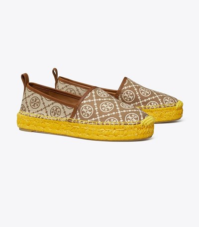 Tory Burch T Monogram Platform Espadrille Dam Bruna Gula | KGEUF-9806