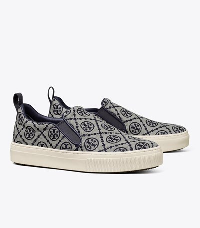 Tory Burch T Monogram Slip On Dam Marinblå | CODEH-7058