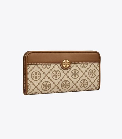 Tory Burch T Monogram Zip Slim Plånbok Dam Aprikos | LKHUE-8359