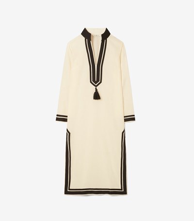 Tory Burch Tory Midi Tunic Klänning Dam Grädde Svarta | UAIVP-9125