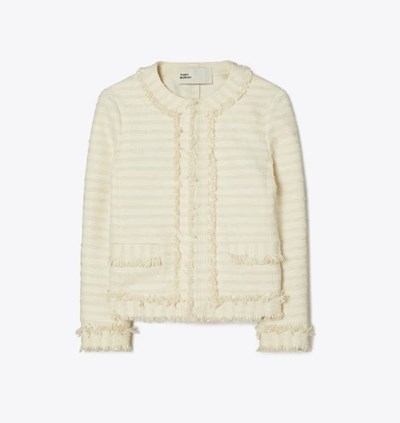 Tory Burch Tweed Jacka Dam Grädde | ZDQWM-6843