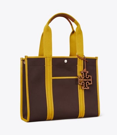 Tory Burch Twill Tory Handväska Dam Choklad | TARLM-0197