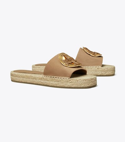 Tory Burch Woven Double T Badtofflor Dam Bruna | OBJYR-0198