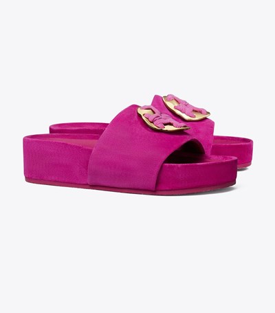Tory Burch Woven Double T Badtofflor Dam Fuchsia | ULJTP-8294